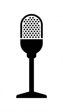 Modern microphone flat vector icon representing audio recording, podcasting, broadcasting, communication, music, and content creation.