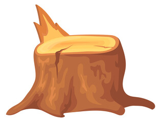 Fototapeta premium Tree stump cartoon icon. Wooden trunk cut