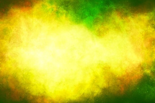 Abstract green background with glowing yellow central light burst