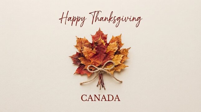 A beautiful autumnal thanksgiving celebration with vibrant maple leaves and warm holiday greetings