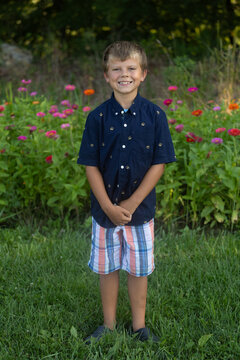 A Little Boy in a Flower Patch 
