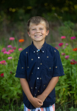 A Little Boy in a Flower Patch 