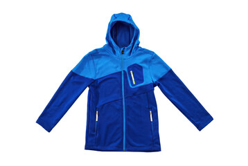 Blue Two Tone Hooded Sports Jacket with Zipper Pockets © Ahsan