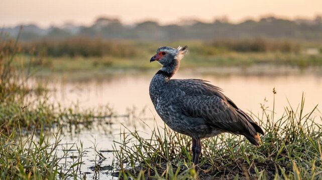 northern screamer close up at morning light in llanos venezuela video