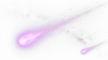 Sparkling purple comet trail with stardust effect transparent background © MST Stock Lab