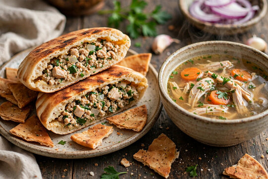 Hawawshi with Broth with Chicken