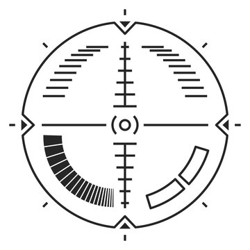 Laser crosshair black symbol. Cyber game weapon