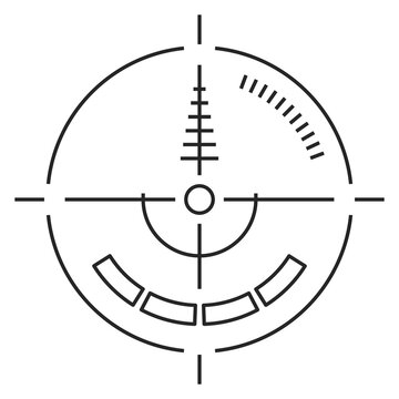 Round crosshair. Gun aiming screen. Hud element