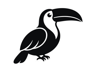 Fototapeta premium Toucan vector illustration, exotic tropical bird graphic icon, black and white logo design