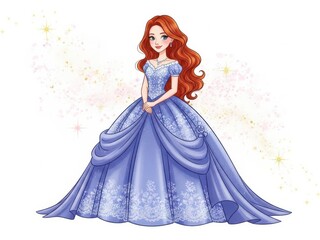 Fototapeta premium Elegant princess in shimmering blue gown