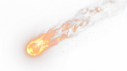 Fiery flaming comet or meteor streaking across transparent background © MST Stock Lab