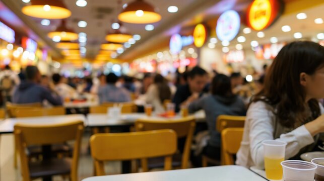 The Busy Restaurant Scene With Crowded Tables And Warm Lighting
