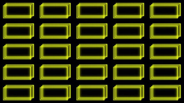 Abstract Multiple triple layered neon glowing line square rectangles border frame for copy space text overlay loopable digital animation on transparent background for custom videos.