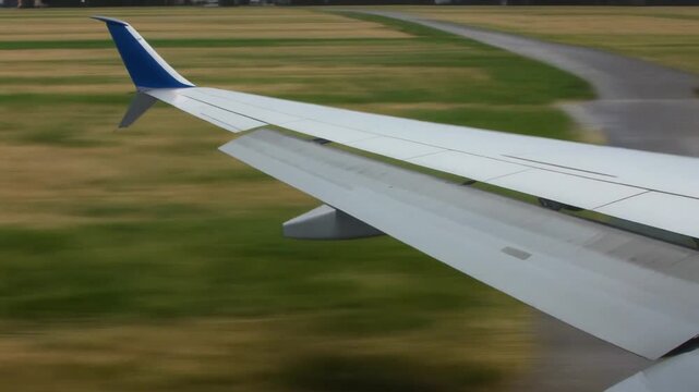 Grass moving below a glider wing tip