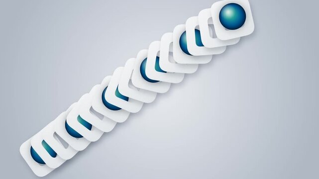 Abstract 3d background with stacked square frames and blue spheres