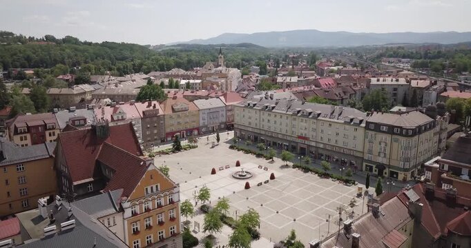 Main Square and City Hall Cesky Tesin, town on the border of Poland and the Czech Republic