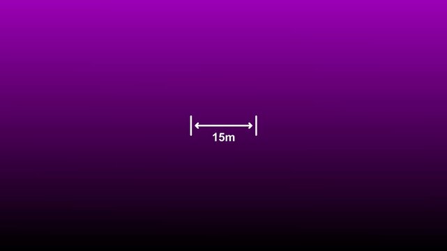 15m distance measurement symbol white arrow purple gradient background 4k 25fps