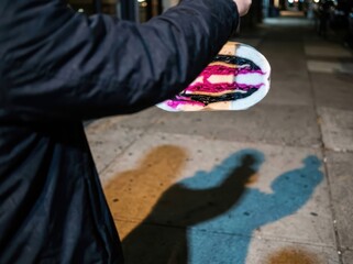 Obraz premium Skateboard Night Scene with Abstract Deck Graphic
