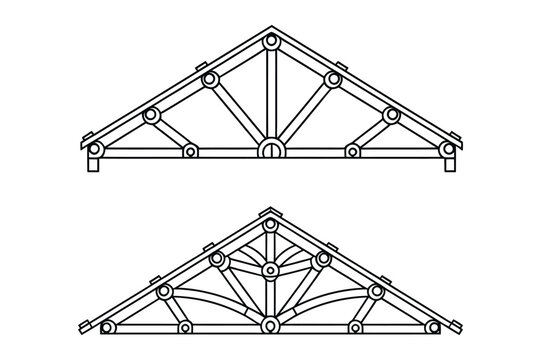 Two different types of roof trusses shown in diagram format with line drawing