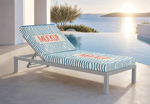 Resort Sunbed Pool Dawn Mockup