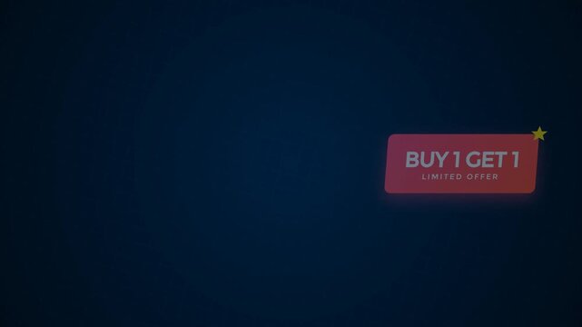 Buy one get one offer displayed on a dark blue backdrop