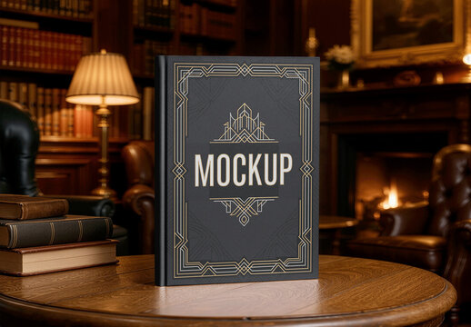 Book Cover Hotel Library Mockup