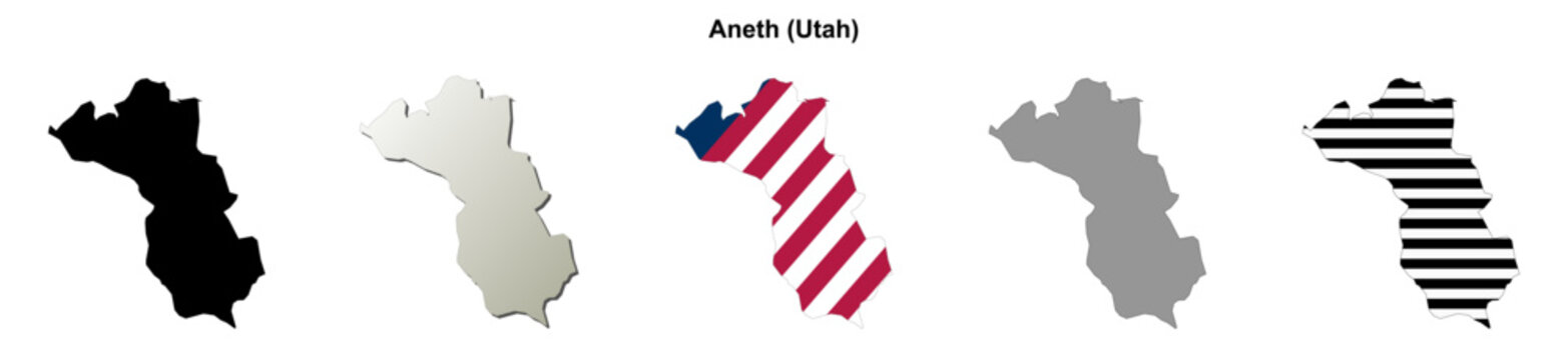 Aneth (Utah) blank outline map set