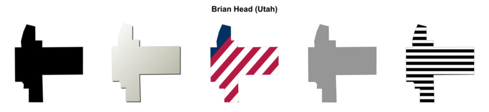 Brian Head (Utah) blank outline map set