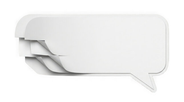 Stacked paper speech bubble layers isolated on transparent background