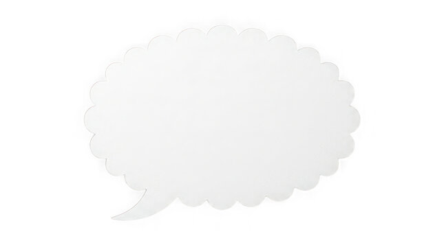 White scalloped speech bubble icon isolated on transparent background