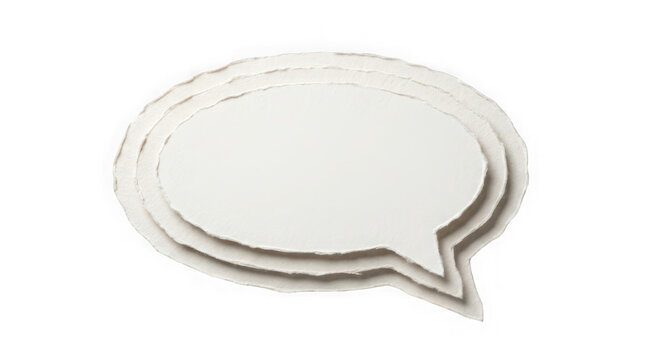 Layered torn paper speech bubble isolated on transparent background
