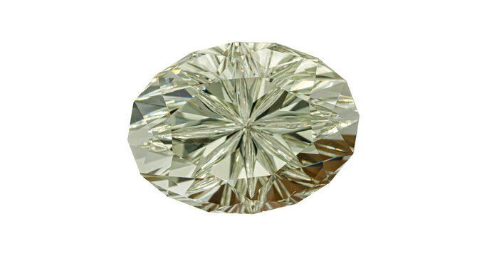 Heliodor, Golden beryl  faceted oval cut stone mineral macro photography on white isolated background