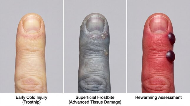 Frostnip and Superficial Frostbite Blister Progression Diagram