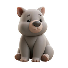 Obraz premium Cute 3D rendered wombat character sitting isolated on a clean white background for design