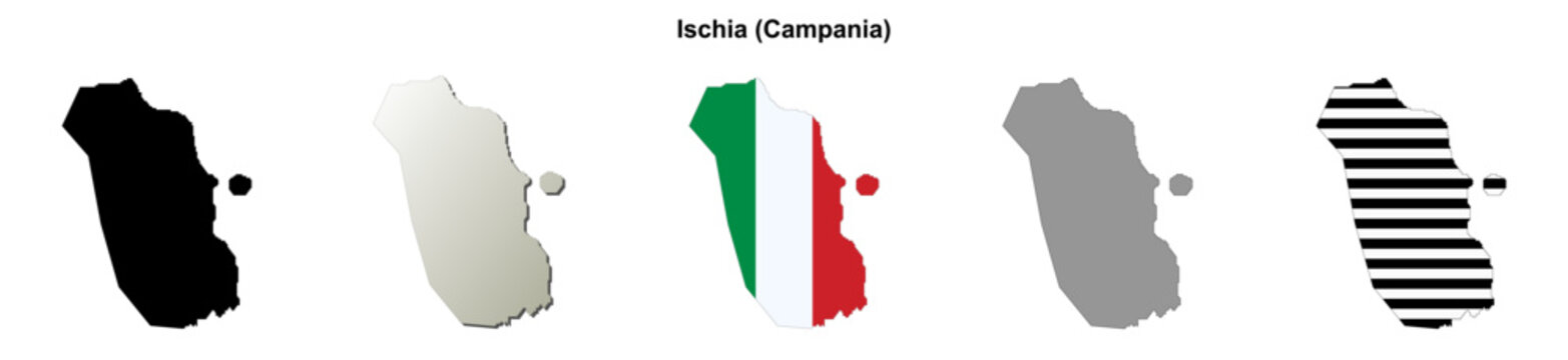 Ischia (Campania) outline map set