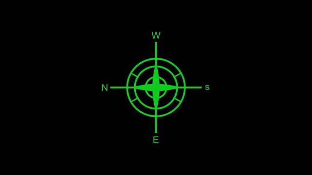 Animated digital compass icon for navigation and ui