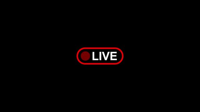 Animated live streaming button icon for digital broadcasting and online media