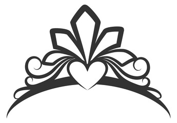 Obraz premium Beautiful tiara silhouette. Decorative heart princess crown
