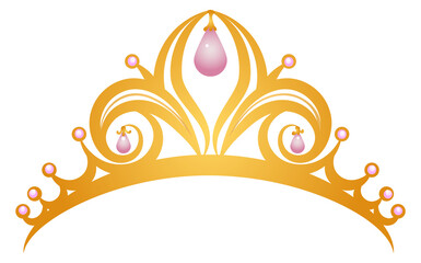 Golden tiara icon. Cartoon queen jewel crown © vectortatu