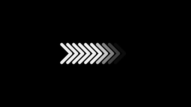 Minimalist white loading arrow animation on black background, for ui