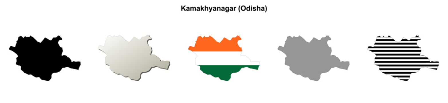 Kamakhyanagar (Odisha) blank outline map set