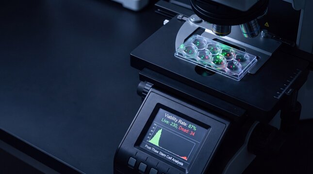 Fluorescence Microscopy Stem Cell Viability Assay Post Cryo Thaw