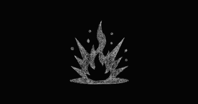 Sketch flame burst icon animation - smooth progressive reveal