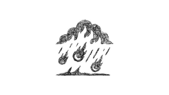 Sketch fire storm icon animation - smooth progressive reveal