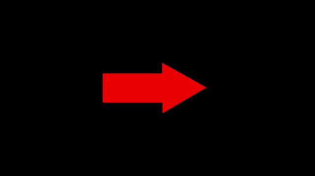 red right arrow icon symbol for direction indicator, navigation, and web pointer 4k animation.