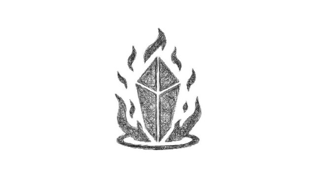 Sketch fire crystal icon animation - smooth progressive reveal