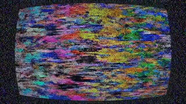 Television Static Glitch with Color Bars during Broadcast Interruption in Vintage Analog Signal