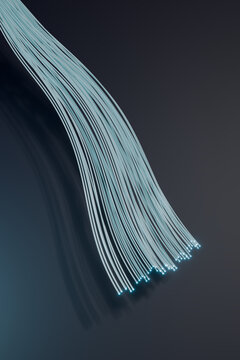 Diagonal 3D fiber optic bundle casting a soft shadow