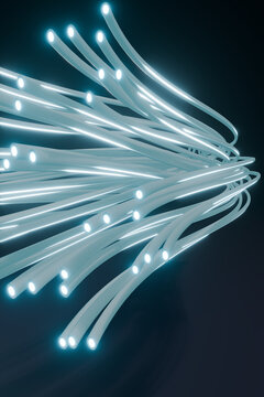 Curved fiber optic 3D tubes rendered in vertical flow