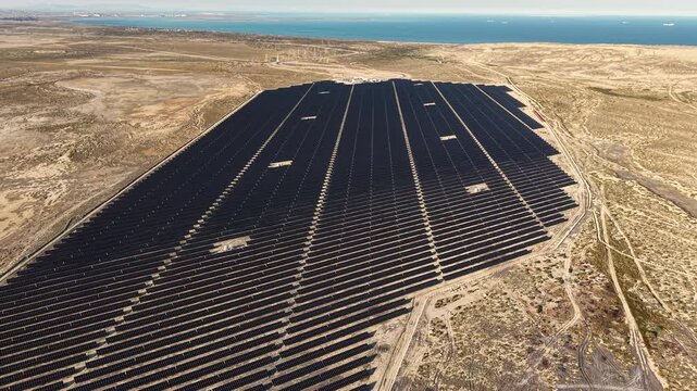Ecology solar power station panels in the fields green energy. Landscape electrical innovation nature environment
